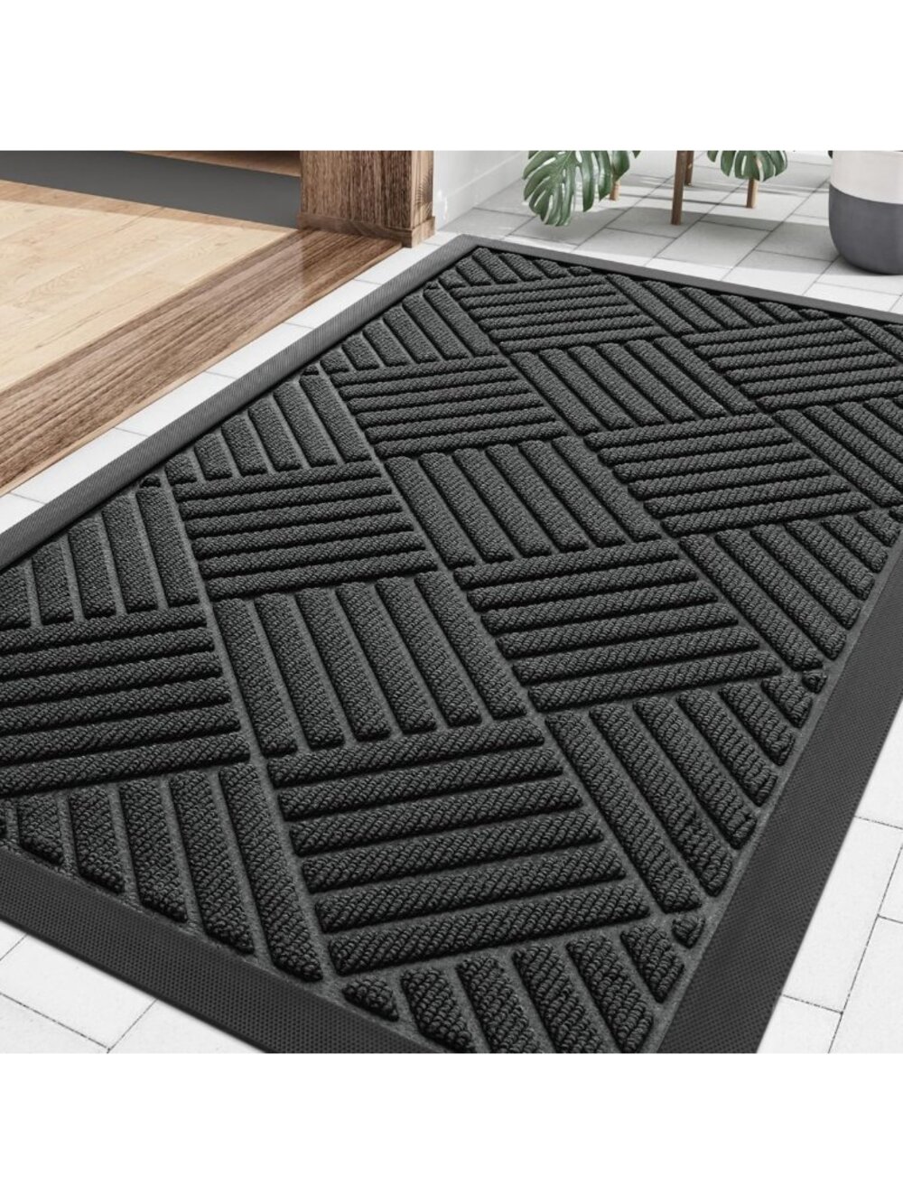 Heavy Duty Non-Slip Outdoor Doormat, Easy Clean Rubber Entryway Mat, 29.5x17